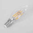 GloboStar® 99001 Λάμπα LED Long Filament E14 C35 Κεράκι 4W 400lm 360° AC 220-240V IP20 Φ3.5 x Υ10.5cm Θερμό Λευκό 2700K με Διάφανο Γυαλί Dimmable - 3 Χρόνια Εγγύηση