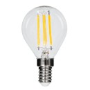 GloboStar® 99003 Λάμπα LED Long Filament E14 G45 Γλομπάκι 4W 400lm 360° AC 220-240V IP20 Φ4.5 x Υ7.5cm Θερμό Λευκό 2700K με Διάφανο Γυαλί Dimmable - 3 Χρόνια Εγγύηση