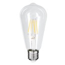 GloboStar® 99015 Λάμπα LED Long Filament E27 ST64 Αχλάδι 4W 400lm 360° AC 220-240V IP20 Φ6.4 x Υ14cm Θερμό Λευκό 2700K με Διάφανο Γυαλί Dimmable - 3 Χρόνια Εγγύηση