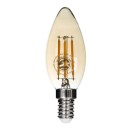 GloboStar® 99031 Λάμπα LED Long Filament E14 C35 Κεράκι 4W 350lm 360° AC 220-240V IP20 Φ3.5 x Υ10.5cm Ultra Θερμό Λευκό 2200K με Μελί Γυαλί Dimmable - 3 Χρόνια Εγγύηση