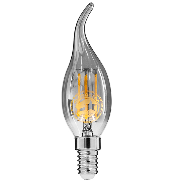 GloboStar® 99062 Λάμπα E14 C35T Κεράκι LED FILAMENT 4W 400 lm 320° AC 85-265V Φλόγα Flame Edison Retro με Φιμέ Γυαλί Θερμό Λευκό 2700 K Dimmable