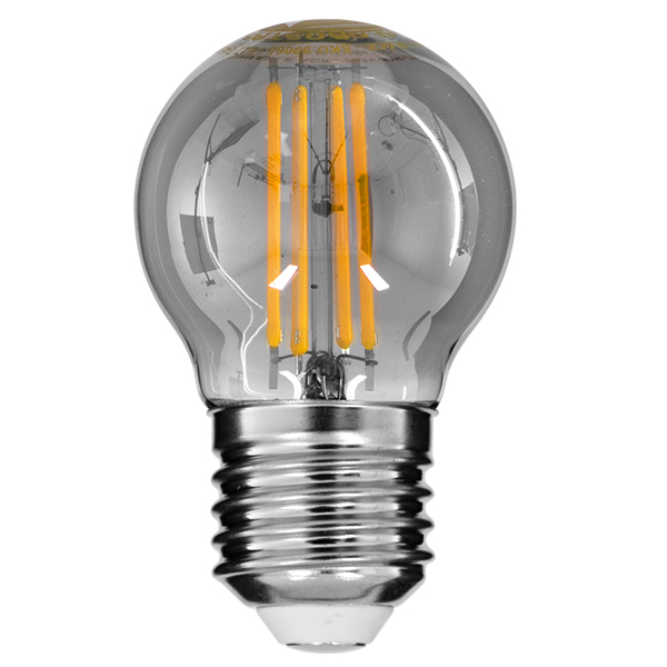 GloboStar® 99065 Λάμπα E27 G45 Γλομπάκι LED LONG FILAMENT 6W 600 lm 320° AC 85-265V Edison Retro με Φιμέ Γυαλί Θερμό Λευκό 2700 K Dimmable