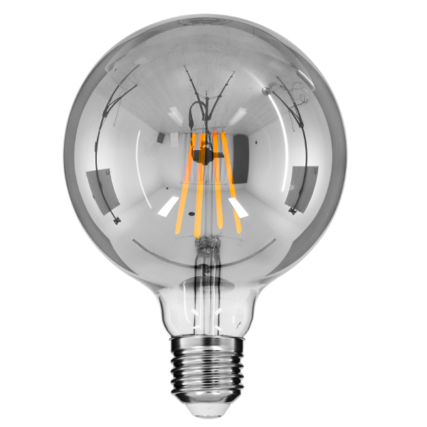 GloboStar® 99073 Λάμπα E27 G125 Γλόμπος LED LONG FILAMENT 8W 800 lm 320° AC 85-265V Edison Retro με Φιμέ Γυαλί Θερμό Λευκό 2700 K Dimmable