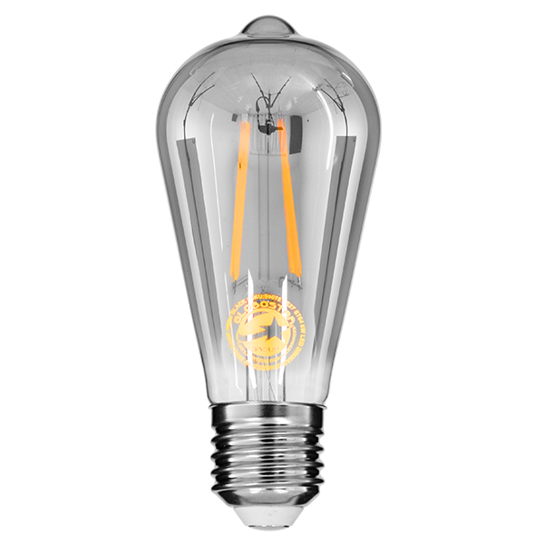 GloboStar® 99076 Λάμπα E27 ST64 Αχλάδι LED LONG FILAMENT 8W 800 lm 320° AC 85-265V Edison Retro με Φιμέ Γυαλί Θερμό Λευκό 2700 K Dimmable