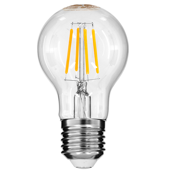 GloboStar® 99243 Λάμπα E27 A60 Γλόμπος LED On/Off Switch Dimmable FILAMENT 6W 580 lm 320° AC 85-265V με Διάφανο Γυαλί 3 Step Switch Dimmable Θερμό Λευκό 2700k