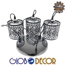 GloboStar® RAINELDA 01246 Μοντέρνο Κρεμαστό Φωτιστικό Οροφής Τρίφωτο 3 x E27 Μαύρο Μεταλλικό Πλέγμα με Λευκό Γυαλί Φ40 x Y19cm