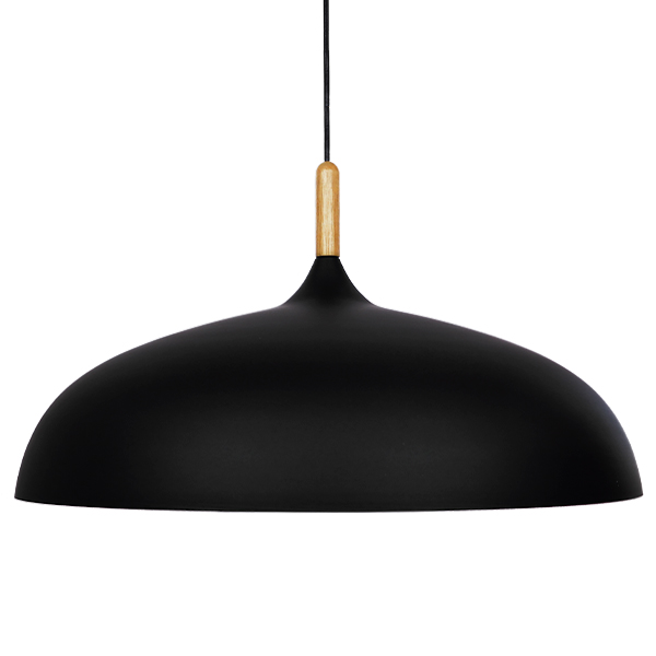 GloboStar® VALLETE BLACK 01259 Μοντέρνο Κρεμαστό Φωτιστικό Οροφής Μονόφωτο 1 x E27 Μαύρο Μεταλλικό Καμπάνα Φ60 x Y35cm