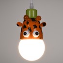 GloboStar® GIRAFFE 00638 Μοντέρνο Κρεμαστό Παιδικό Φωτιστικό Οροφής Μονόφωτο 1 x E27 Λευκό Πράσινο Πορτοκαλί Μαύρο Μεταλλικό Μ12 x Π10.5 x Υ13.5cm