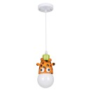 GloboStar® GIRAFFE 00638 Μοντέρνο Κρεμαστό Παιδικό Φωτιστικό Οροφής Μονόφωτο 1 x E27 Λευκό Πράσινο Πορτοκαλί Μαύρο Μεταλλικό Μ12 x Π10.5 x Υ13.5cm