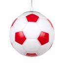 GloboStar® FOOTBALL 00642 Μοντέρνο Κρεμαστό Παιδικό Φωτιστικό Οροφής Μονόφωτο 1 x E27 Κόκκινο Λευκό Γυάλινο Φ15 x Υ18cm