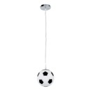 GloboStar® FOOTBALL 00643 Μοντέρνο Κρεμαστό Παιδικό Φωτιστικό Οροφής Μονόφωτο 1 x E27 Μαύρο Λευκό Γυάλινο Φ15 x Υ18cm