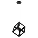 GloboStar® CUBE 00801 Μοντέρνο Κρεμαστό Φωτιστικό Οροφής Μονόφωτο 1 x E27 Μαύρο Μεταλλικό Πλέγμα Μ25 x Π25 x Υ25cm