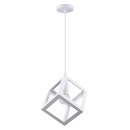 GloboStar® CUBE 00802 Μοντέρνο Κρεμαστό Φωτιστικό Οροφής Μονόφωτο 1 x E27 Λευκό Μεταλλικό Πλέγμα Μ25 x Π25 x Υ25cm