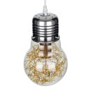 GloboStar® LAMP 00807 Μοντέρνο Κρεμαστό Φωτιστικό Οροφής Μονόφωτο 1 x E27 Ασημί Νίκελ Βάση και Χρυσό Ντουί Μεταλλικό Διάφανο Γυαλί Φ15 x Υ27cm