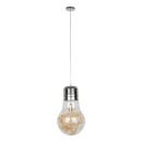 GloboStar® LAMP 00808 Μοντέρνο Κρεμαστό Φωτιστικό Οροφής Μονόφωτο 1 x E27 Ασημί Νίκελ Βάση και Χρυσό Ντουί Μεταλλικό Διάφανο Γυαλί Φ30 x Υ52cm