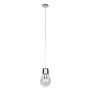 GloboStar® LAMP 01676 Μοντέρνο Κρεμαστό Φωτιστικό Οροφής Μονόφωτο 1 x E27 Ασημί Νίκελ Μεταλλικό Διάφανο Γυαλί Φ15 x Υ27cm