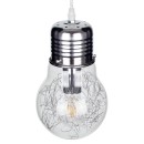 GloboStar® LAMP 01676 Μοντέρνο Κρεμαστό Φωτιστικό Οροφής Μονόφωτο 1 x E27 Ασημί Νίκελ Μεταλλικό Διάφανο Γυαλί Φ15 x Υ27cm