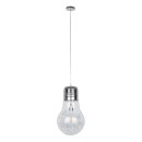 GloboStar® LAMP 01677 Μοντέρνο Κρεμαστό Φωτιστικό Οροφής Μονόφωτο 1 x E27 Ασημί Νίκελ Μεταλλικό Διάφανο Γυαλί Φ30 x Υ52cm