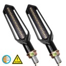 GloboStar® 81757 ΣΕΤ 2 x Φλάς Μοτοσυκλέτας Universal Knife LED SMD 5050 5W DC 12V 2 Λειτουργιών Λευκό 6000K για Φώτα Ημέρας & με Τρεχούμενο Εφέ Φωτισμού Πορτοκαλί για Φλας Αδιάβροχα IP65