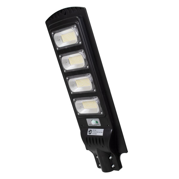 GloboStar® 71553 Αυτόνομο Ηλιακό Φωτιστικό Δρόμου Street Light LED SMD 200W 16000lm με Ενσωματωμένη Μπαταρία Li-ion 12000mAh - Φωτοβολταϊκό Πάνελ με Αισθητήρα Ημέρας-Νύχτας PIR Αισθητήρα Κίνησης Αδιάβροχο IP65 Ψυχρό Λευκό 6000K