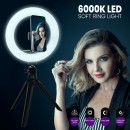 GloboStar® 75800 Professional Digital Ring Light Φ20cm LED SMD 20W 2000lm 180° DC 5V με Καλώδιο Τροφοδοσίας USB - Ενσωματωμένο Χειριστήριο Εναλλαγής Χρωμάτων & 1 Βάση Τηλεφώνου - Πολύχρωμο RGBW+WW Dimmable