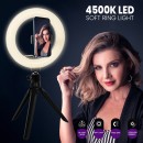 GloboStar® 75800 Professional Digital Ring Light Φ20cm LED SMD 20W 2000lm 180° DC 5V με Καλώδιο Τροφοδοσίας USB - Ενσωματωμένο Χειριστήριο Εναλλαγής Χρωμάτων & 1 Βάση Τηλεφώνου - Πολύχρωμο RGBW+WW Dimmable