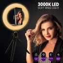 GloboStar® 75800 Professional Digital Ring Light Φ20cm LED SMD 20W 2000lm 180° DC 5V με Καλώδιο Τροφοδοσίας USB - Ενσωματωμένο Χειριστήριο Εναλλαγής Χρωμάτων & 1 Βάση Τηλεφώνου - Πολύχρωμο RGBW+WW Dimmable