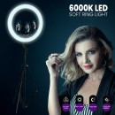 GloboStar® 75803 Professional Digital Ring Light Φ36cm LED SMD 50W 5000lm 180° DC 5V με Καλώδιο Τροφοδοσίας USB - Ενσωματωμένο και Ασύρματο Χειριστήριο RF 2.4Ghz Εναλλαγής Χρωμάτων & 3 Βάσεις Τηλεφώνου - Πολύχρωμο RGBW+WW Dimmable