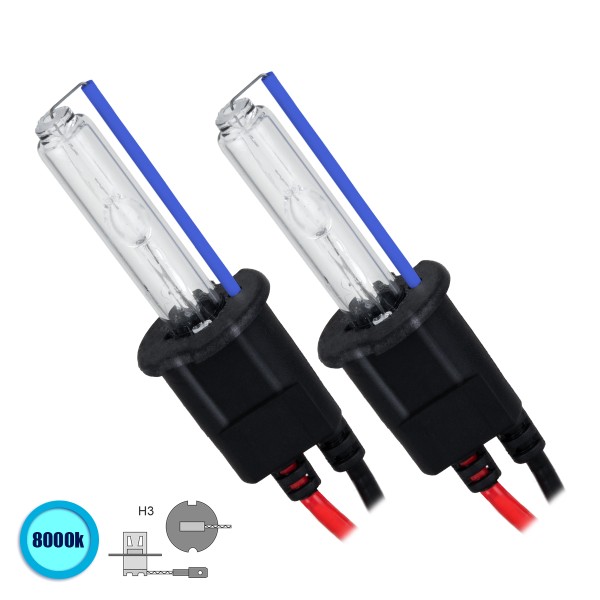 GloboStar® 84012 H3 ΣΕΤ 2 x Λάμπες Βασικού Φωτισμού Αυτοκινήτου & Μοτοσυκλέτας Xenon HID 70W 6400lm IP20 Ψυχρό Λευκό 8000K