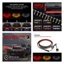 GloboStar® 85330 Car Backlit LED Strip Εύκαμπτη Ταινία 150cm Σήμανσης DRL Αυτοκινήτου 6 Προγραμμάτων Φωτισμού LED SMD 2835 80W DC 12V Αδιάβροχη IP68 Πορτοκαλί - Κόκκινο - Ψυχρό Λευκό 6000K