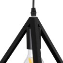 GloboStar® TRIANGLE 00608 Μοντέρνο Κρεμαστό Φωτιστικό Οροφής Πολύφωτο 5 x E27 Μαύρο Μεταλλικό Πλέγμα Μ170 x Π22 x Y130cm