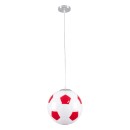 GloboStar® FOOTBALL 00646 Μοντέρνο Κρεμαστό Παιδικό Φωτιστικό Οροφής Μονόφωτο 1 x E27 Κόκκινο Λευκό Γυάλινο Φ25 x Υ25cm