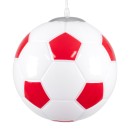 GloboStar® FOOTBALL 00646 Μοντέρνο Κρεμαστό Παιδικό Φωτιστικό Οροφής Μονόφωτο 1 x E27 Κόκκινο Λευκό Γυάλινο Φ25 x Υ25cm