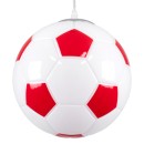 GloboStar® FOOTBALL 00646 Μοντέρνο Κρεμαστό Παιδικό Φωτιστικό Οροφής Μονόφωτο 1 x E27 Κόκκινο Λευκό Γυάλινο Φ25 x Υ25cm