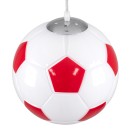 GloboStar® FOOTBALL 00646 Μοντέρνο Κρεμαστό Παιδικό Φωτιστικό Οροφής Μονόφωτο 1 x E27 Κόκκινο Λευκό Γυάλινο Φ25 x Υ25cm