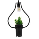 GloboStar® FLOWERPOT 10001210 Μοντέρνο Κρεμαστό Φωτιστικό Οροφής Μονόφωτο 1 x E27 Μαύρο Μεταλλικό με Διακοσμητικό Φυτό Φ27 x Y40cm