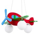 GloboStar® AIRPLANE 01575 Μοντέρνο Κρεμαστό Παιδικό Φωτιστικό Οροφής Τρίφωτο 3 x E27 Φιγούρα Πολύχρωμο Ξύλινο Μ51 x Π49 x Υ26cm