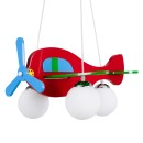 GloboStar® AIRPLANE 01575 Μοντέρνο Κρεμαστό Παιδικό Φωτιστικό Οροφής Τρίφωτο 3 x E27 Φιγούρα Πολύχρωμο Ξύλινο Μ51 x Π49 x Υ26cm