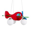 GloboStar® AIRPLANE 01575 Μοντέρνο Κρεμαστό Παιδικό Φωτιστικό Οροφής Τρίφωτο 3 x E27 Φιγούρα Πολύχρωμο Ξύλινο Μ51 x Π49 x Υ26cm