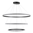 GloboStar® DIAMOND TRIO 61140-DECO Κρεμαστό Φωτιστικό Δαχτυλίδι-Κύκλος LED CCT 150W 18379lm 360° AC 220-240V - Εναλλαγή Φωτισμού μέσω Τηλεχειριστηρίου All In One Ψυχρό 6000k+Φυσικό 4500k+Θερμό 2700k Dimmable Φ60+80+100cm - Μαύρο - 3 Years Warranty