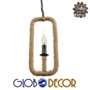 GloboStar® LINDELL 10001110 Vintage Industrial Κρεμαστό Φωτιστικό Οροφής Μονόφωτο 1 x E27 Μαύρο Μεταλλικό με Μπεζ Σχοινί Φ18 x Y33cm