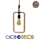 GloboStar® MALVERN 10001237 Vintage Industrial Κρεμαστό Φωτιστικό Οροφής Μονόφωτο 1 x E27 Μαύρο Μεταλλικό με Μπεζ Σχοινί Μ33 x Π18 x Υ22cm