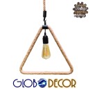 GloboStar® MALVERN 10001238 Vintage Industrial Κρεμαστό Φωτιστικό Οροφής Μονόφωτο 1 x E27 Μαύρο Μεταλλικό με Μπεζ Σχοινί Μ37 x Π22 x Υ34cm