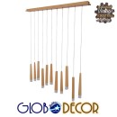 GloboStar® CALISTA 10001254 Μοντέρνο Κρεμαστό Φωτιστικό Οροφής Πολύφωτο 11 x LED με Ενσωματωμένο Φωτισμό LED 3000k Μπεζ Ξύλινο Μ120 x Π8 x Υ33cm