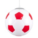 GloboStar® FOOTBALL 00646 Μοντέρνο Κρεμαστό Παιδικό Φωτιστικό Οροφής Μονόφωτο 1 x E27 Κόκκινο Λευκό Γυάλινο Φ25 x Υ25cm