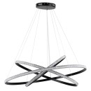 GloboStar® DIAMOND TRIO 61140-DECO Κρεμαστό Φωτιστικό Δαχτυλίδι-Κύκλος LED CCT 150W 18379lm 360° AC 220-240V - Εναλλαγή Φωτισμού μέσω Τηλεχειριστηρίου All In One Ψυχρό 6000k+Φυσικό 4500k+Θερμό 2700k Dimmable Φ60+80+100cm - Μαύρο - 3 Years Warranty