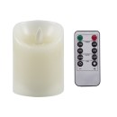 GloboStar® CANDLE 76492 Διακοσμητικό Realistic Κερί με LED Εφέ Κινούμενης Φλόγας - Μπαταρίας 2 x AA (Δεν Συμπεριλαμβάνονται) & Ασύρματο Χειριστήριο IR Θερμό Λευκό 2700K Dimmable Λευκό Φ19 x Υ24cm