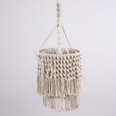 GloboStar® ALGERIA 36204 Boho - Μακραμέ - Macrame Κρεμαστό Φωτιστικό Οροφής Μονόφωτο 1 x E27 Πλεκτό Χειροποίητο Μπεζ Υφασμάτινο με Σχοινί Φ30 x Υ40cm