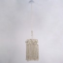 GloboStar® CONGO 36206 Boho - Μακραμέ - Macrame Κρεμαστό Φωτιστικό Οροφής Μονόφωτο 1 x E27 Πλεκτό Χειροποίητο Μπεζ Υφασμάτινο με Σχοινί Φ30 x Υ50cm