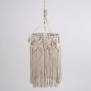 GloboStar® CONGO 36206 Boho - Μακραμέ - Macrame Κρεμαστό Φωτιστικό Οροφής Μονόφωτο 1 x E27 Πλεκτό Χειροποίητο Μπεζ Υφασμάτινο με Σχοινί Φ30 x Υ50cm